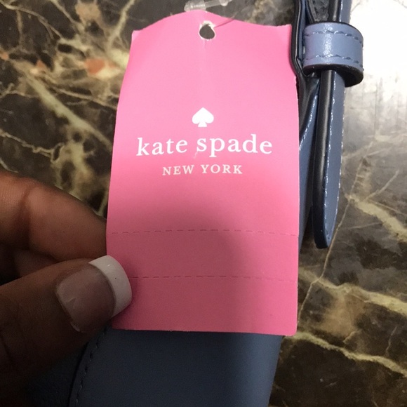 KATE SPADE DUSTY BLUE PEBBLED LEATHER SHOULDER BAG - Picture 7 of 8